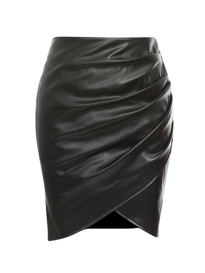 Damen rock mit asymmetrischer Drapierung und schickem Schnitt in Schwarz
