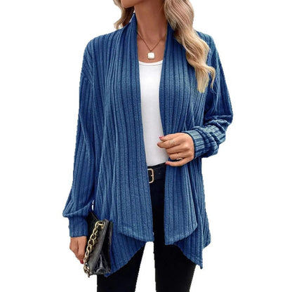 Damen angesagte Strickjacke mit strukturiertem Design und offenem Schnitt in Schwarz