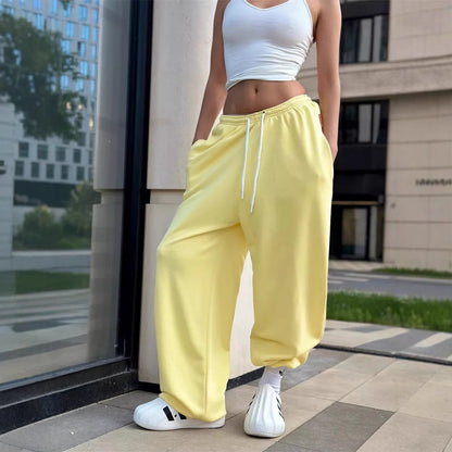 Damen bequeme Sweathose mit weitem Schnitt in Gelb