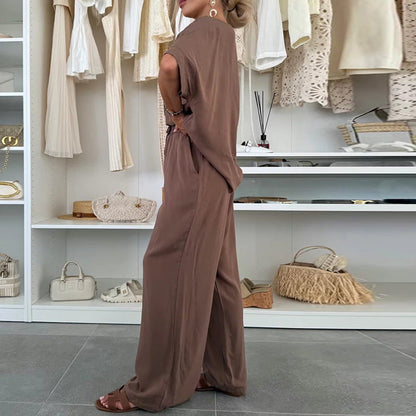 Damen Lässiger Jumpsuit mit weitem Bein und Taillenzug in Schwarz