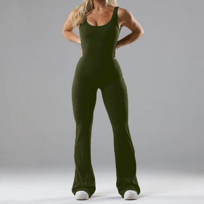 Damen Sportlicher Flared Jumpsuit mit weichem Material in Grau