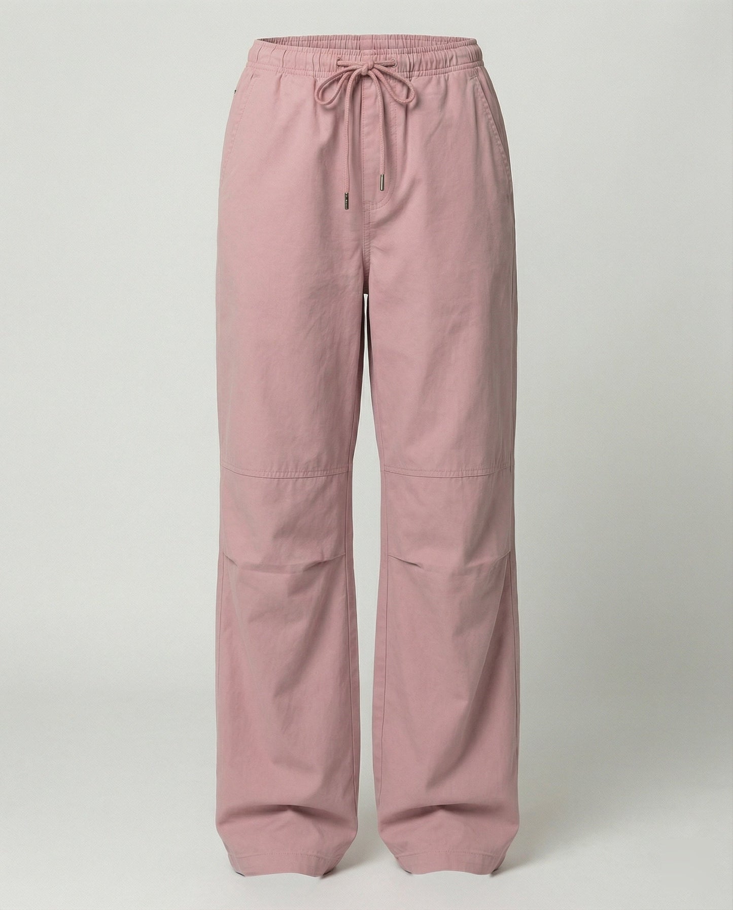 Damen hochgeschnittene weite Freizeithose mit Tunnelzugbund Kordelzügen und verstellbarem Beinabschluss in Rosa