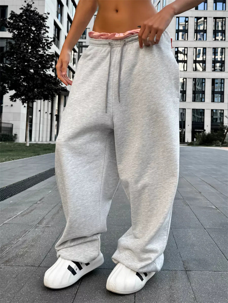Damen bequeme Sweathose mit weitem Schnitt in Grau