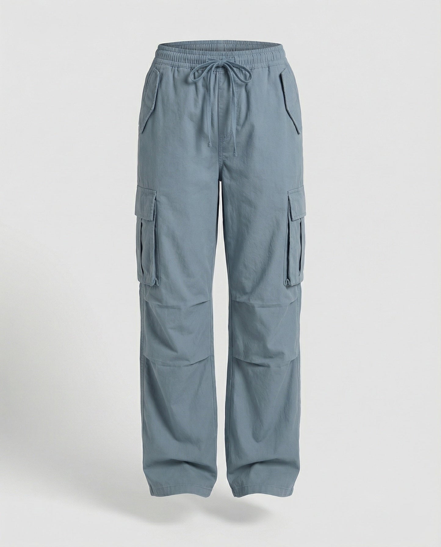 Damen weite Cargo-Hose im Retro-Utility-Stil mit hochgeschnittenem Bund Tunnelzug Mehrfachklappentaschen und verstellbar in Weinrot