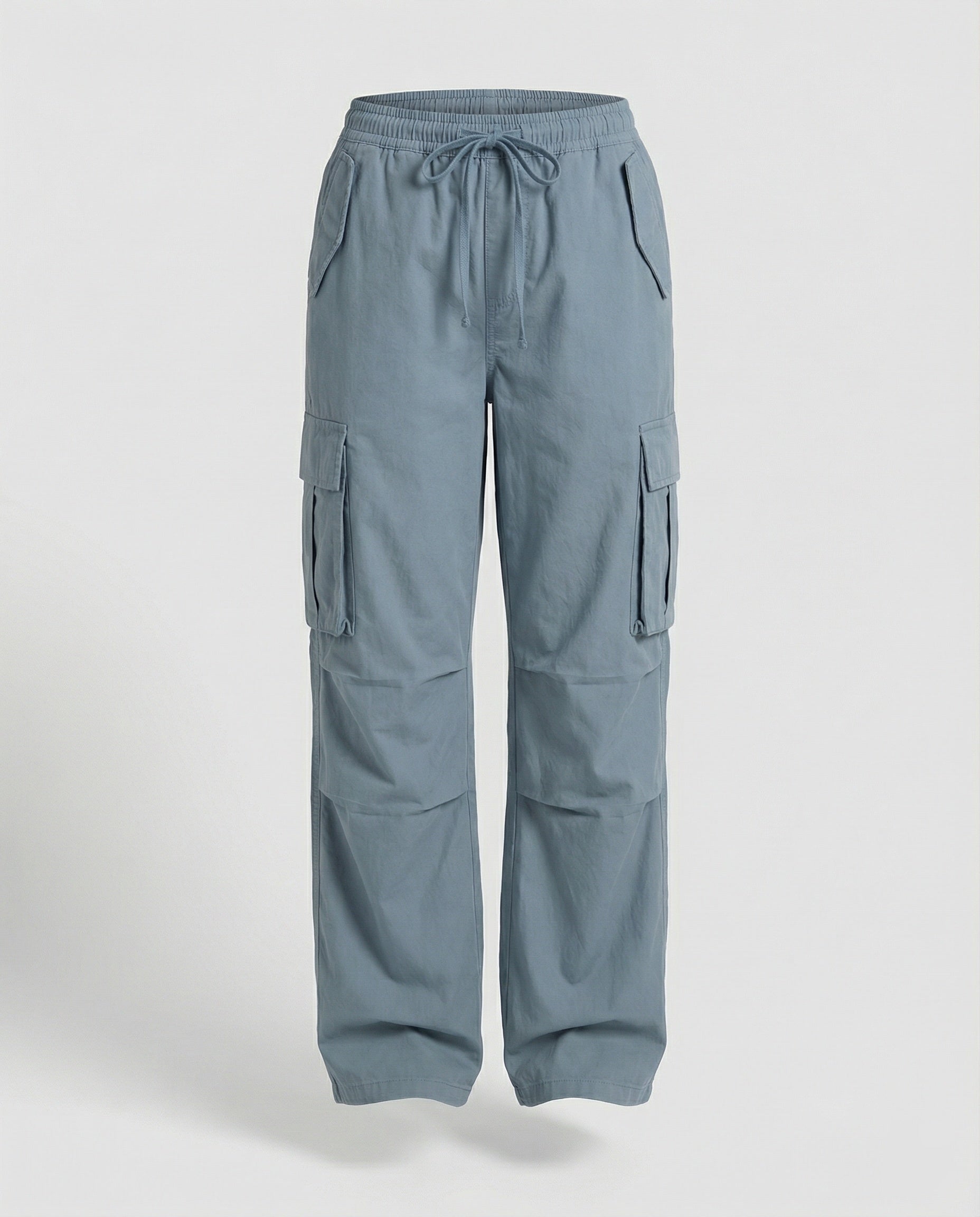 Damen weite Cargo-Hose im Retro-Utility-Stil mit hochgeschnittenem Bund Tunnelzug Mehrfachklappentaschen und verstellbar in Weinrot