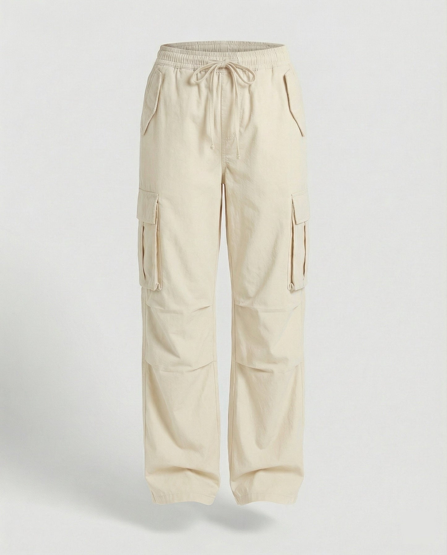 Damen weite Cargo-Hose im Retro-Utility-Stil mit hochgeschnittenem Bund Tunnelzug Mehrfachklappentaschen und verstellbar in Magenta