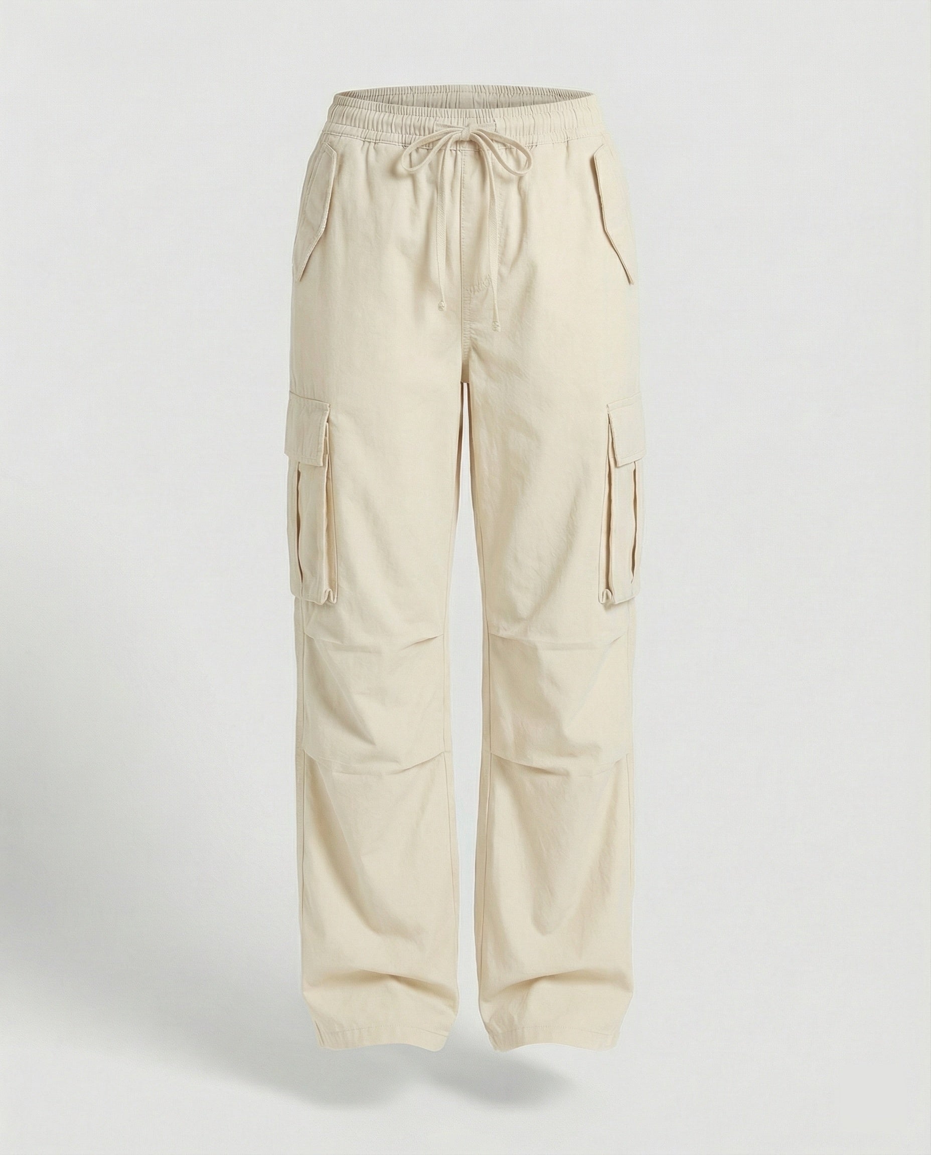 Damen weite Cargo-Hose im Retro-Utility-Stil mit hochgeschnittenem Bund Tunnelzug Mehrfachklappentaschen und verstellbar in Magenta