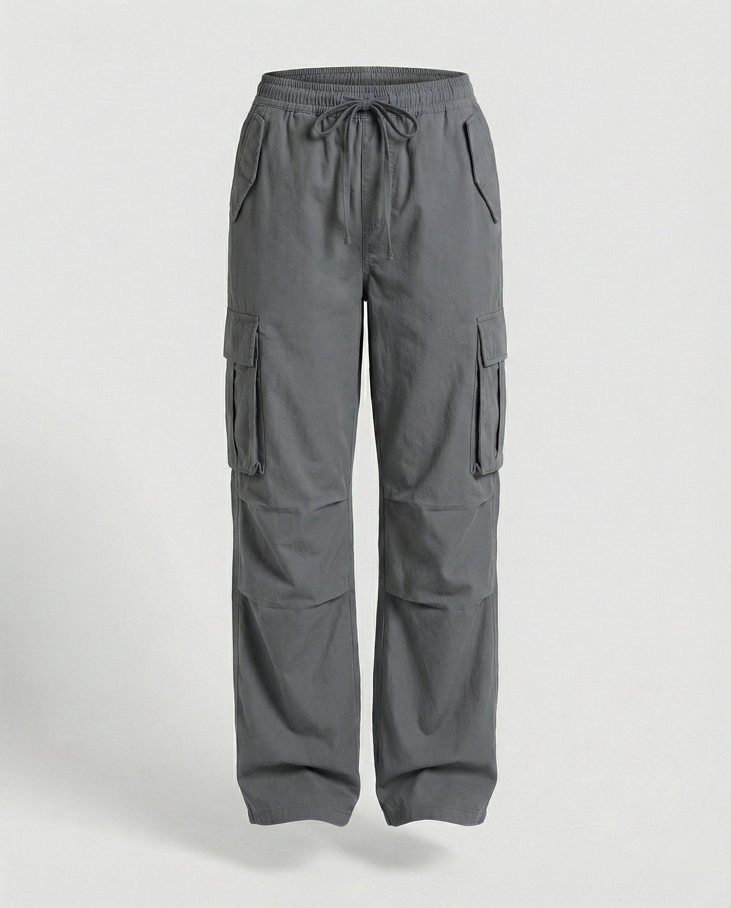 Damen weite Cargo-Hose im Retro-Utility-Stil mit hochgeschnittenem Bund Tunnelzug Mehrfachklappentaschen und verstellbar in Aprikose