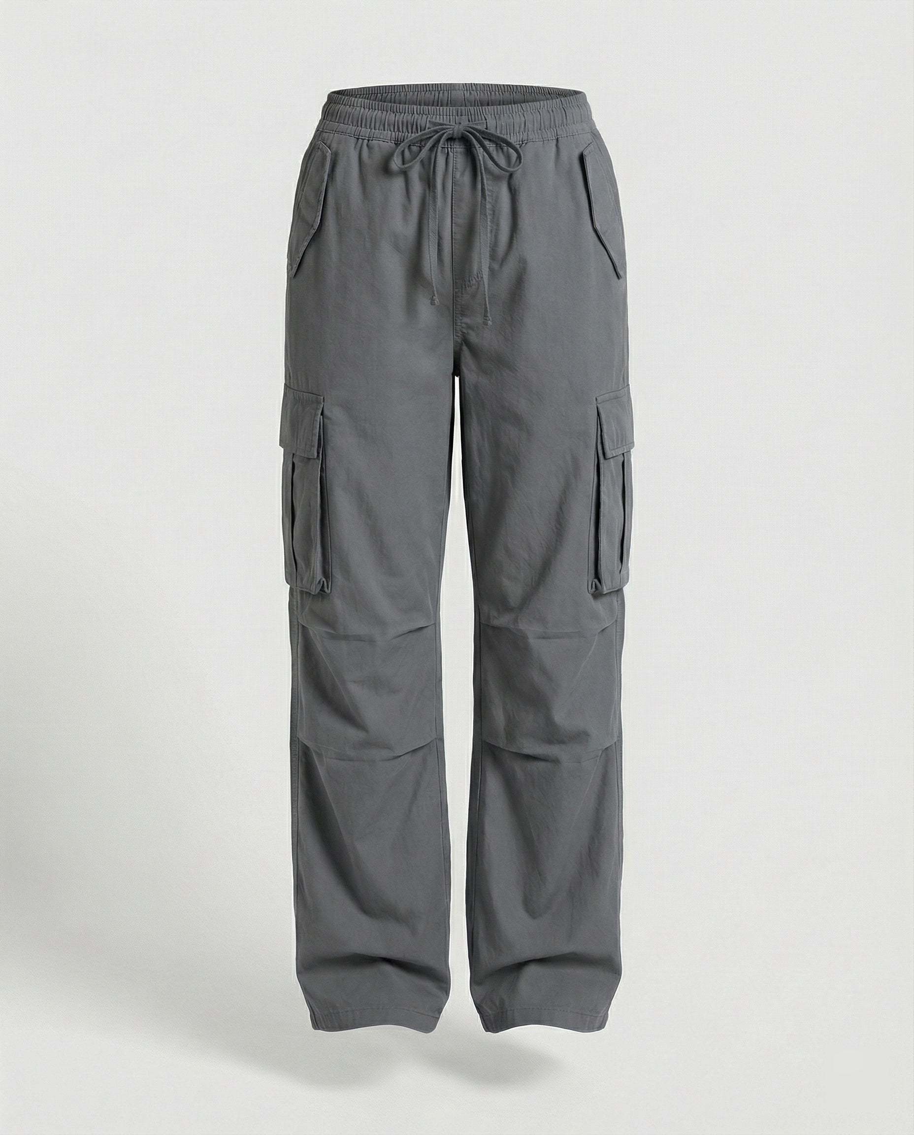 Damen weite Cargo-Hose im Retro-Utility-Stil mit hochgeschnittenem Bund Tunnelzug Mehrfachklappentaschen und verstellbar in Aprikose