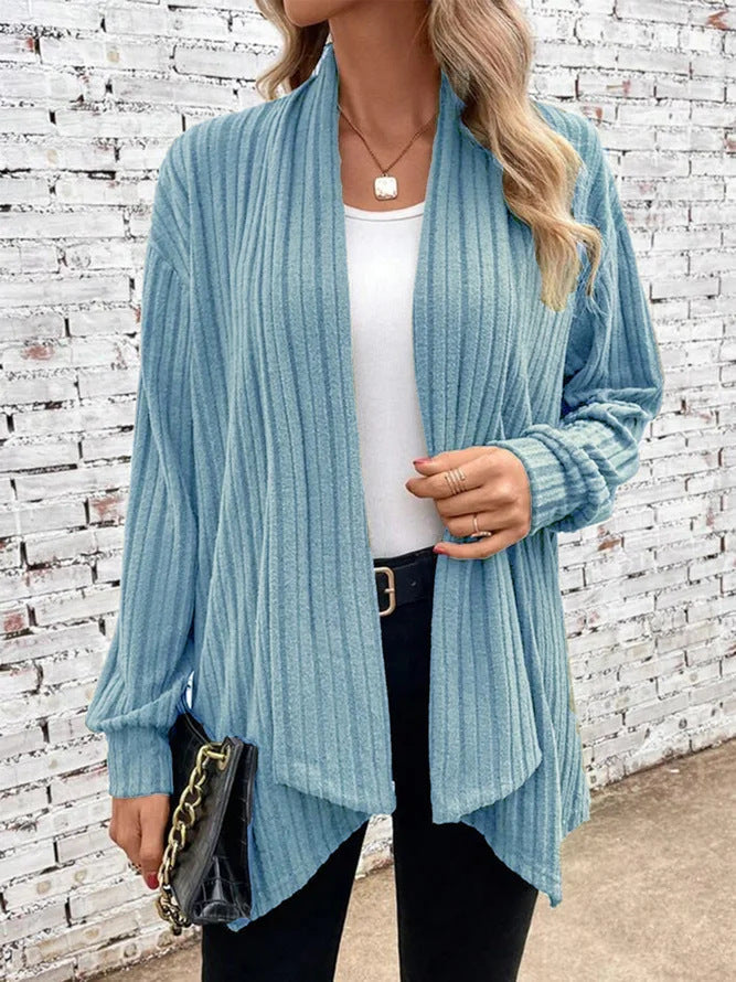 Damen angesagte Strickjacke mit strukturiertem Design und offenem Schnitt in Dunkelblau