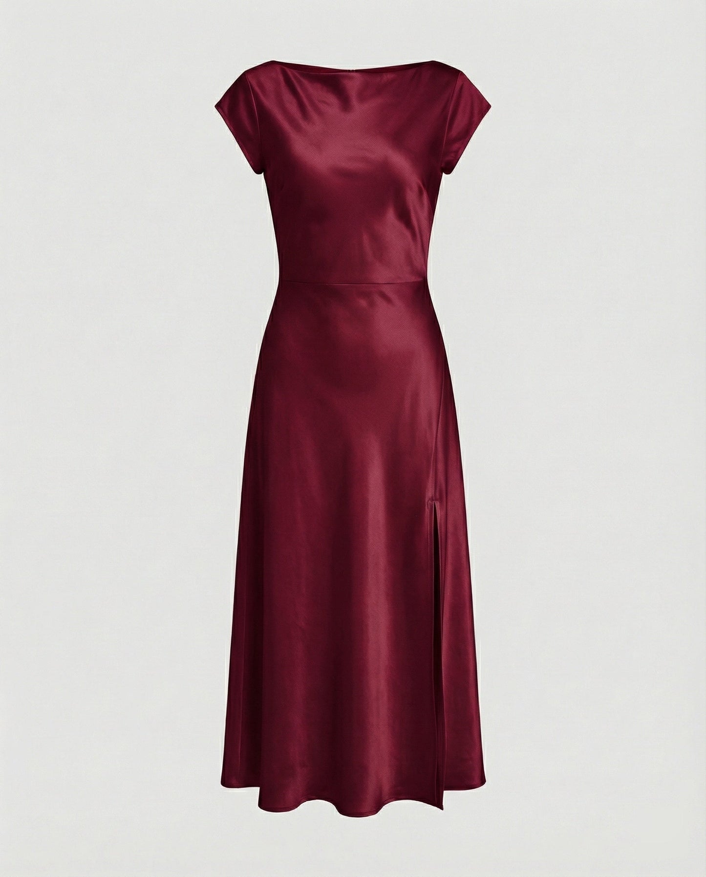 Damen schimmerndes Midikleid mit Schlitz in Schwarz