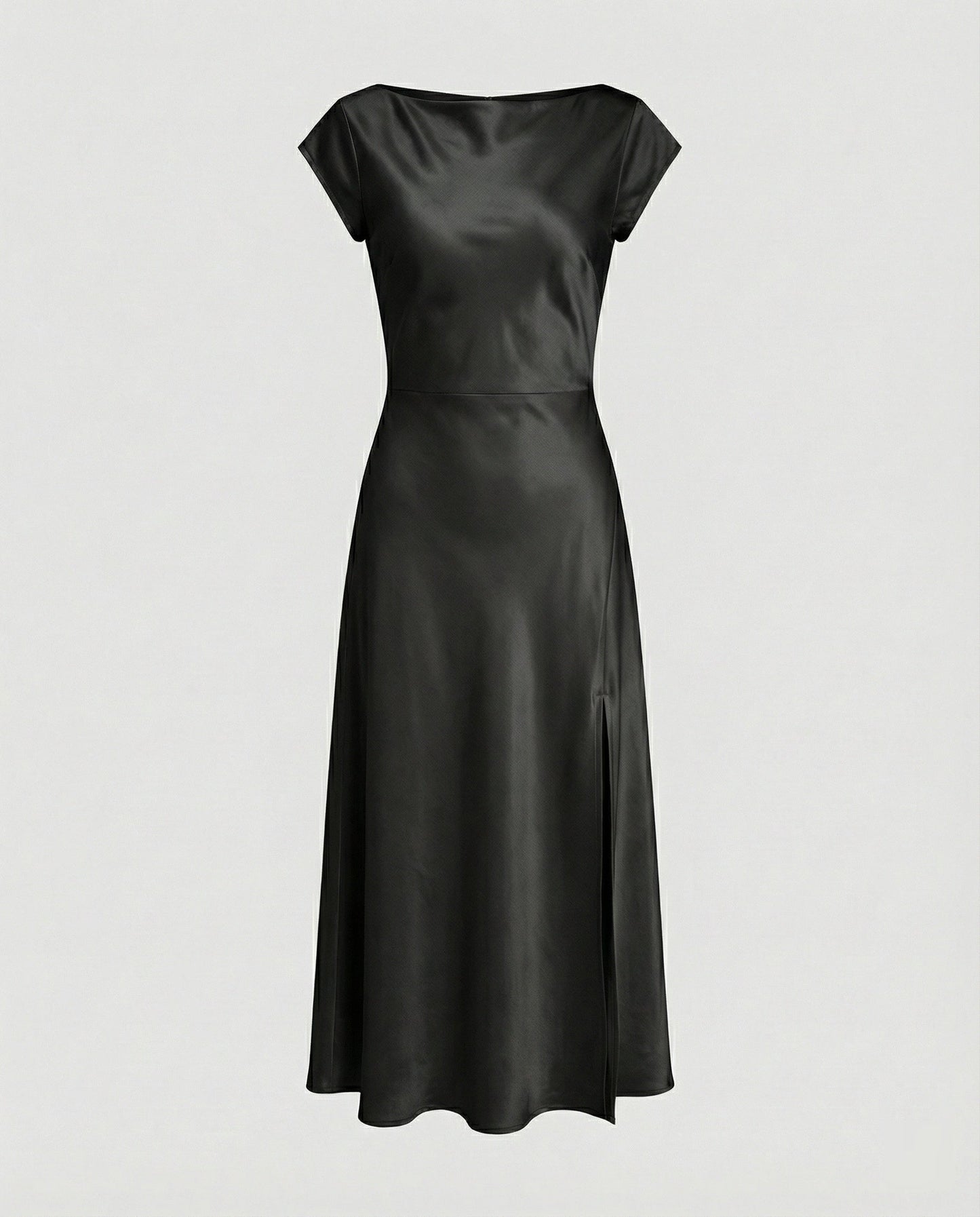 Damen schimmerndes Midikleid mit Schlitz in Blau