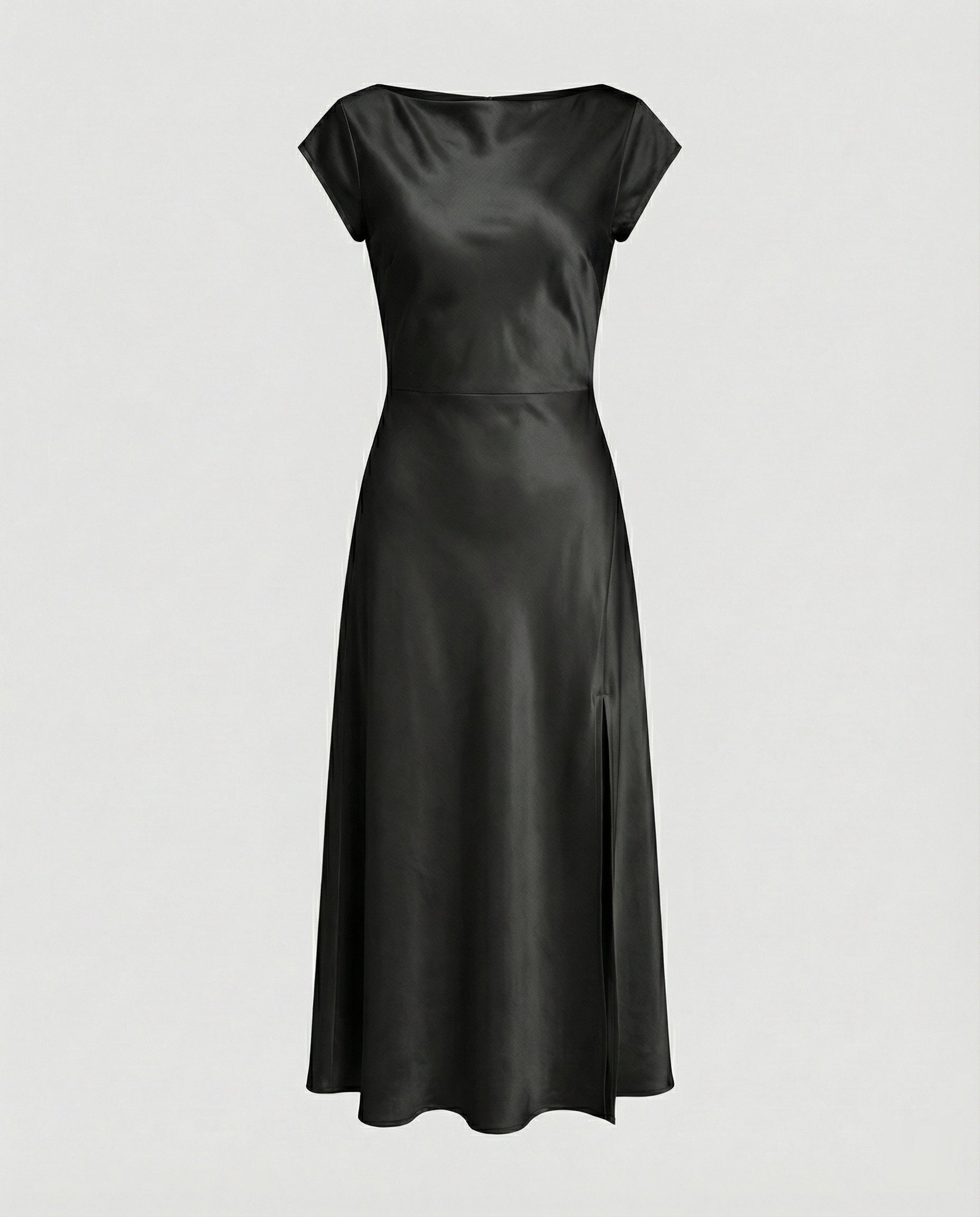 Damen schimmerndes Midikleid mit Schlitz in Blau
