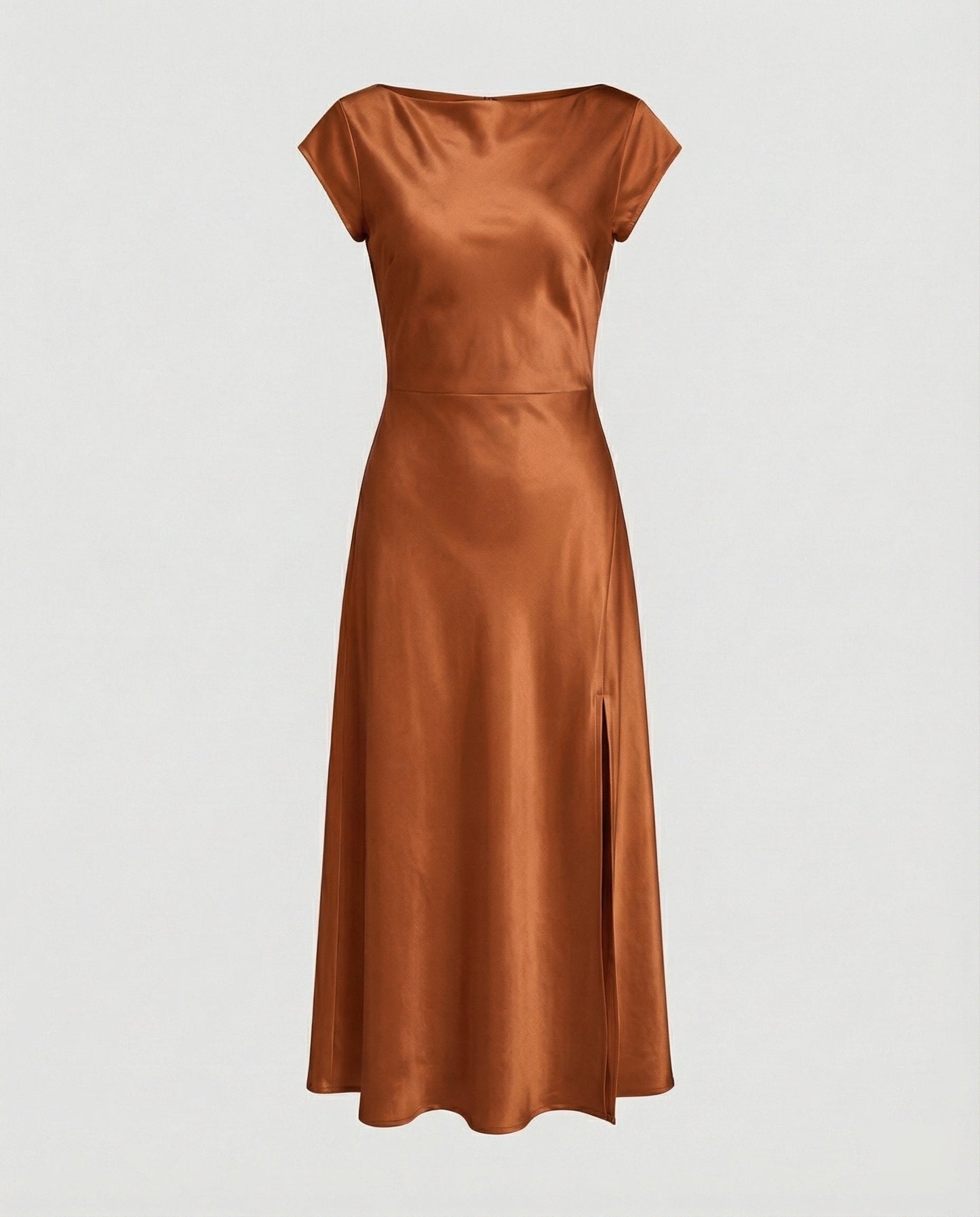Damen schimmerndes Midikleid mit Schlitz in Blau