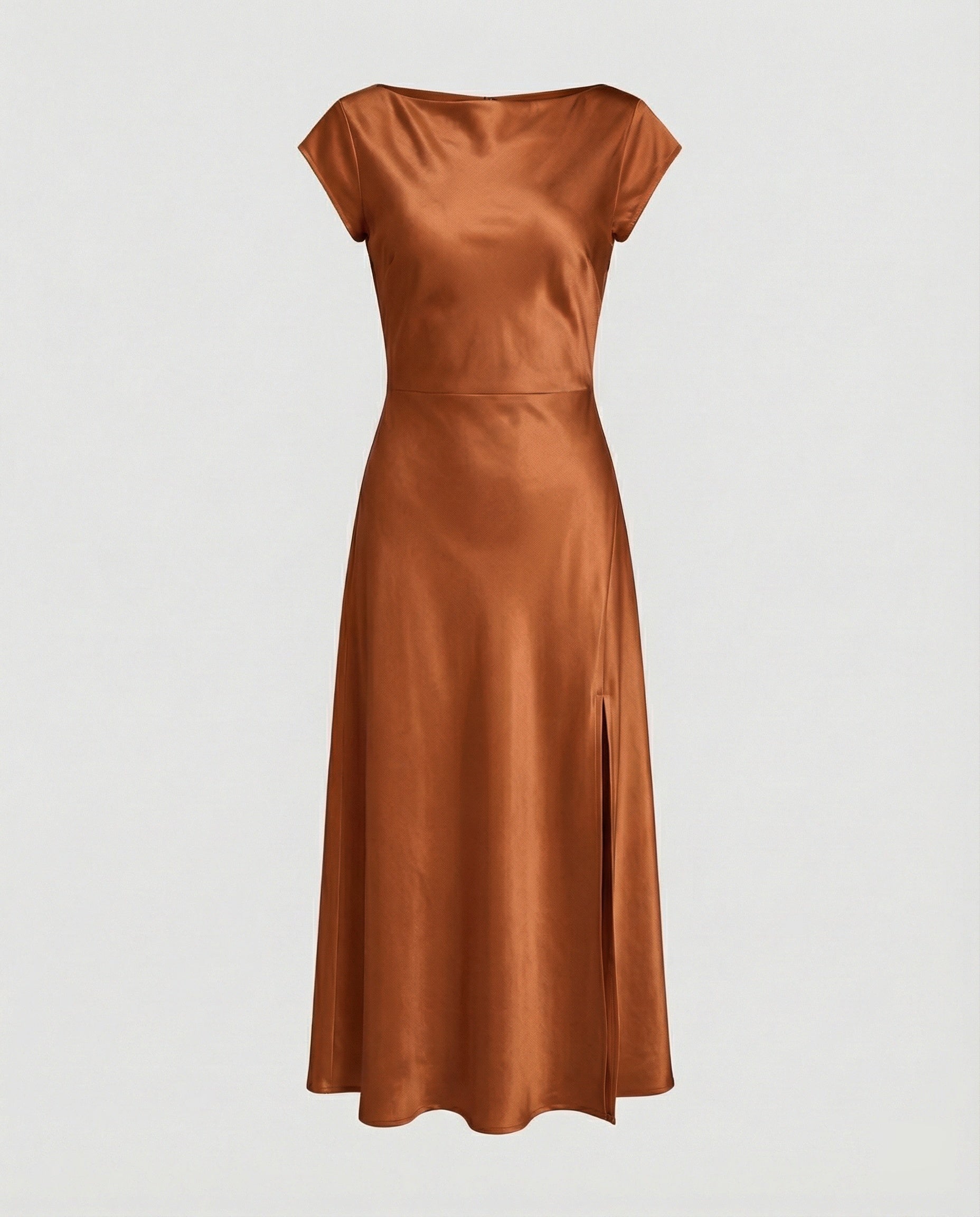 Damen schimmerndes Midikleid mit Schlitz in Blau