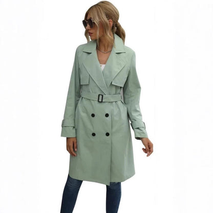 Damen Eleganter Trenchcoat mit doppelter Knopfleiste und schickem Kragen in Rot