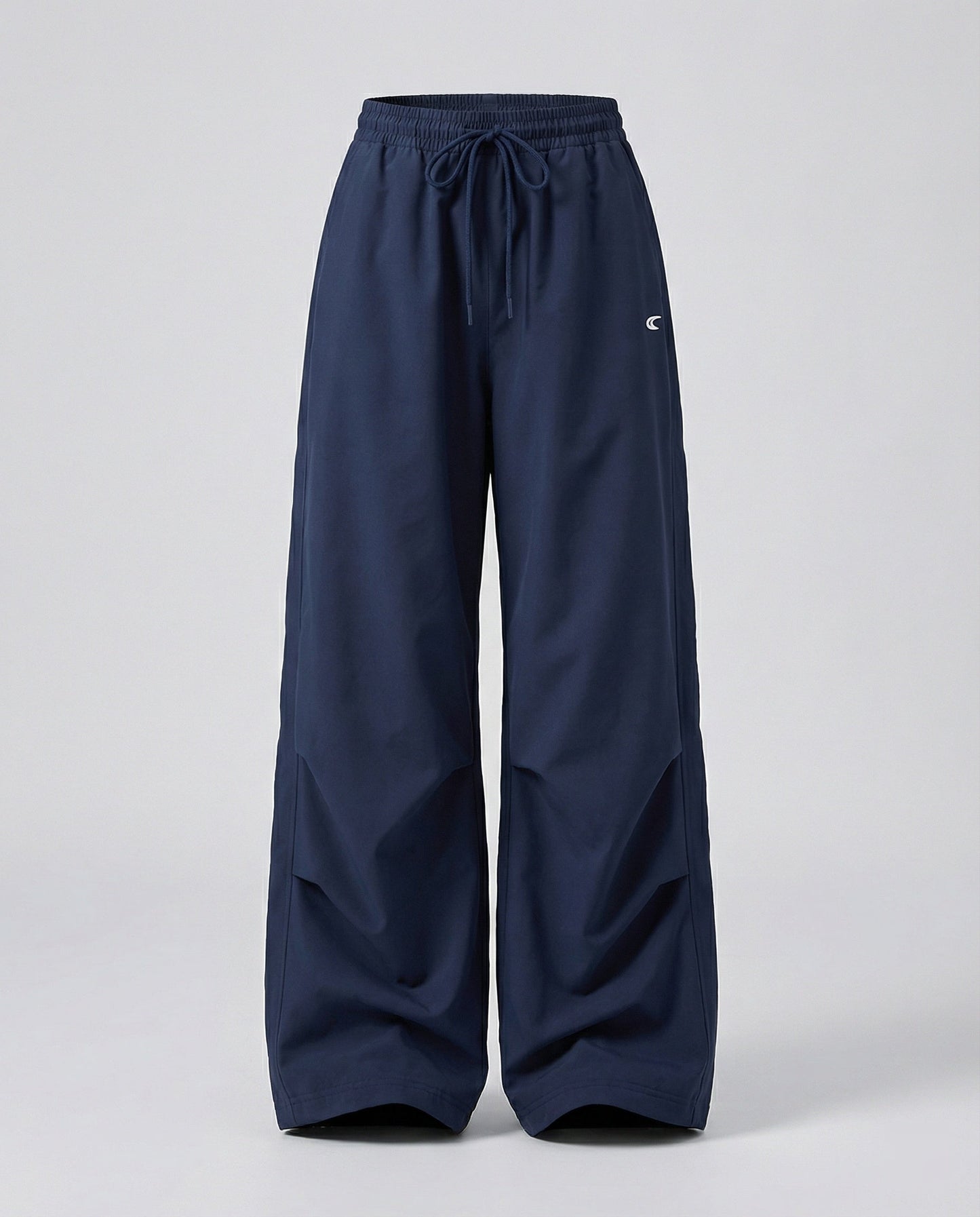 Damen weite Bundhose mit elastischem Tunnelzug langen Schlagbeinen und seitlicher Teilungsnaht in Schwarz