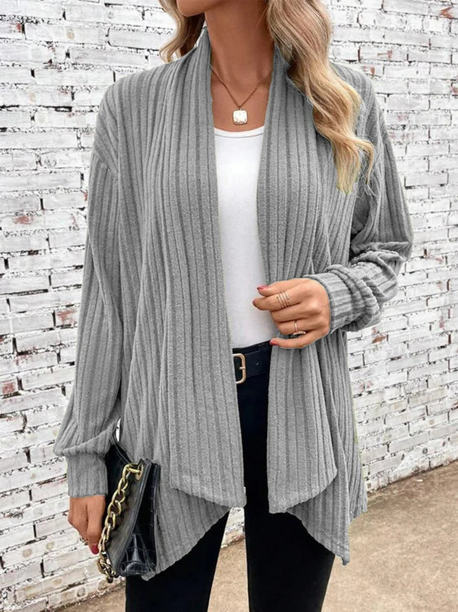 Damen angesagte Strickjacke mit strukturiertem Design und offenem Schnitt in Hellblau