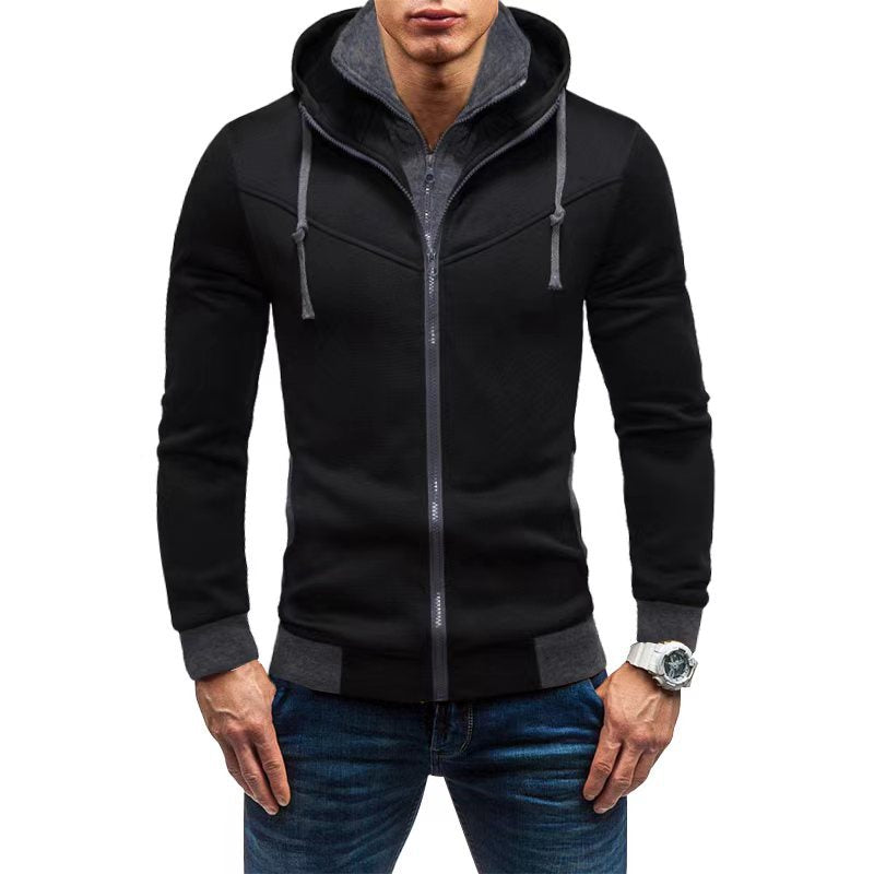 Herren Fleece-Kapuzenjacke mit stylischem Design und praktischen Taschen in Dunkelrot