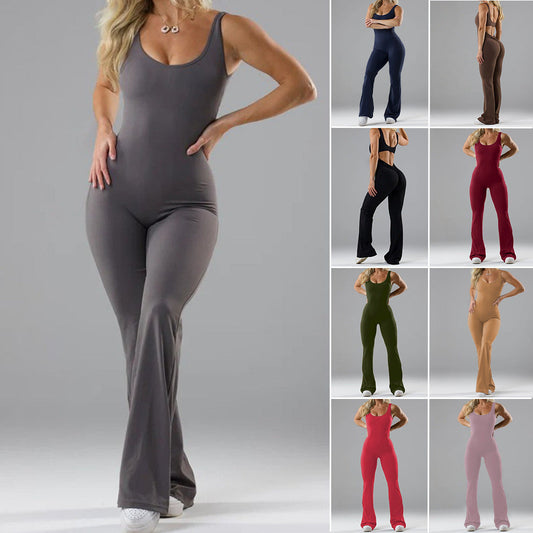 Damen Sportlicher Flared Jumpsuit mit weichem Material in Blau