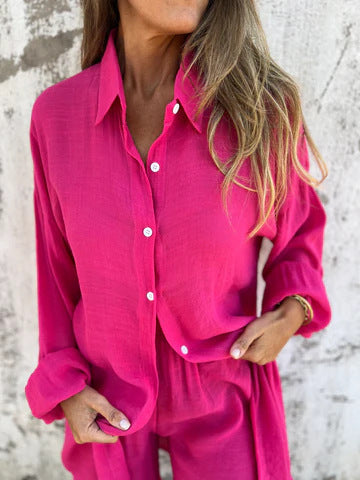 Damen Oversize Hemdkleid mit Knopfverschluss und Rollkragen in Weiß