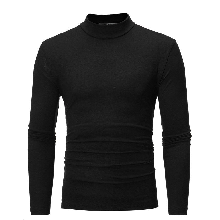 Herren Langarm T-Shirt mit stehendem Kragen und figurschmeichelndem Schnitt in Rot