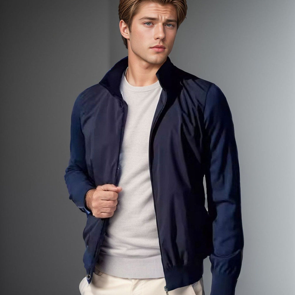 Herren lässige Sommerjacke im minimalistischen Design mit praktischen Reißverschlusstaschen in Dunkelblau
