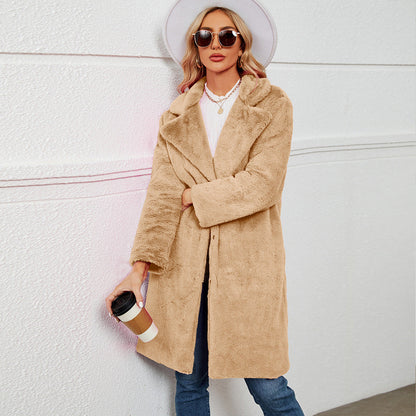 Damen Übergroße kuschelige Fleecejacke in Beige