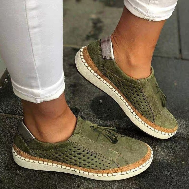 Damen Slip-On-Sneaker mit dekorativen Fransen in Blau