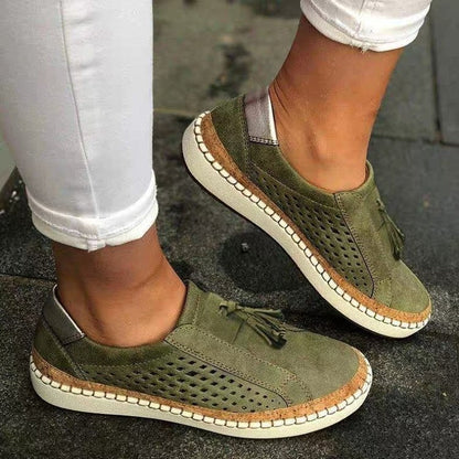Damen Slip-On-Sneaker mit dekorativen Fransen in Blau