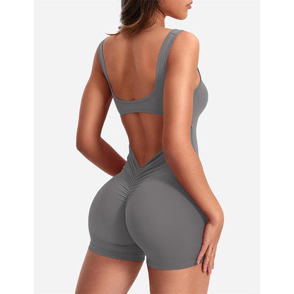 Damen Sportlicher Jumpsuit mit Rückenausschnitt und figurformendem Design in Schwarz