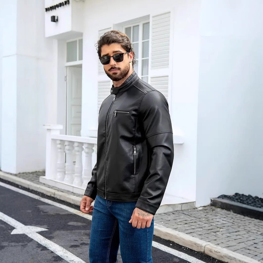 Herren moderne Jacke mit Reißverschlüssen in Braun