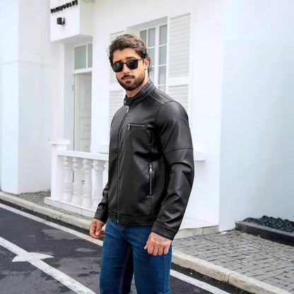 Herren moderne Jacke mit Reißverschlüssen in Braun