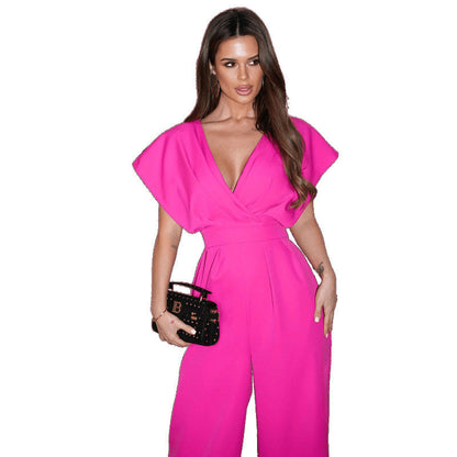 Damen Eleganter Weitbeiniger Jumpsuit in Aprikose