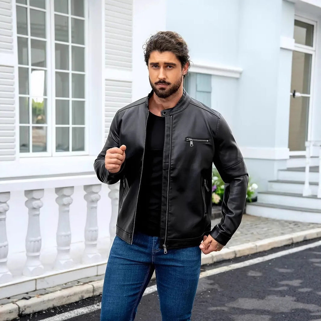 Herren moderne Jacke mit Reißverschlüssen in Braun