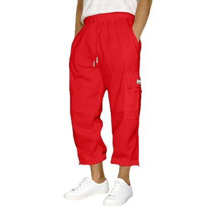 Damen Cargo-Hose mit elastischem Bund und praktischen Seitentaschen in Blau