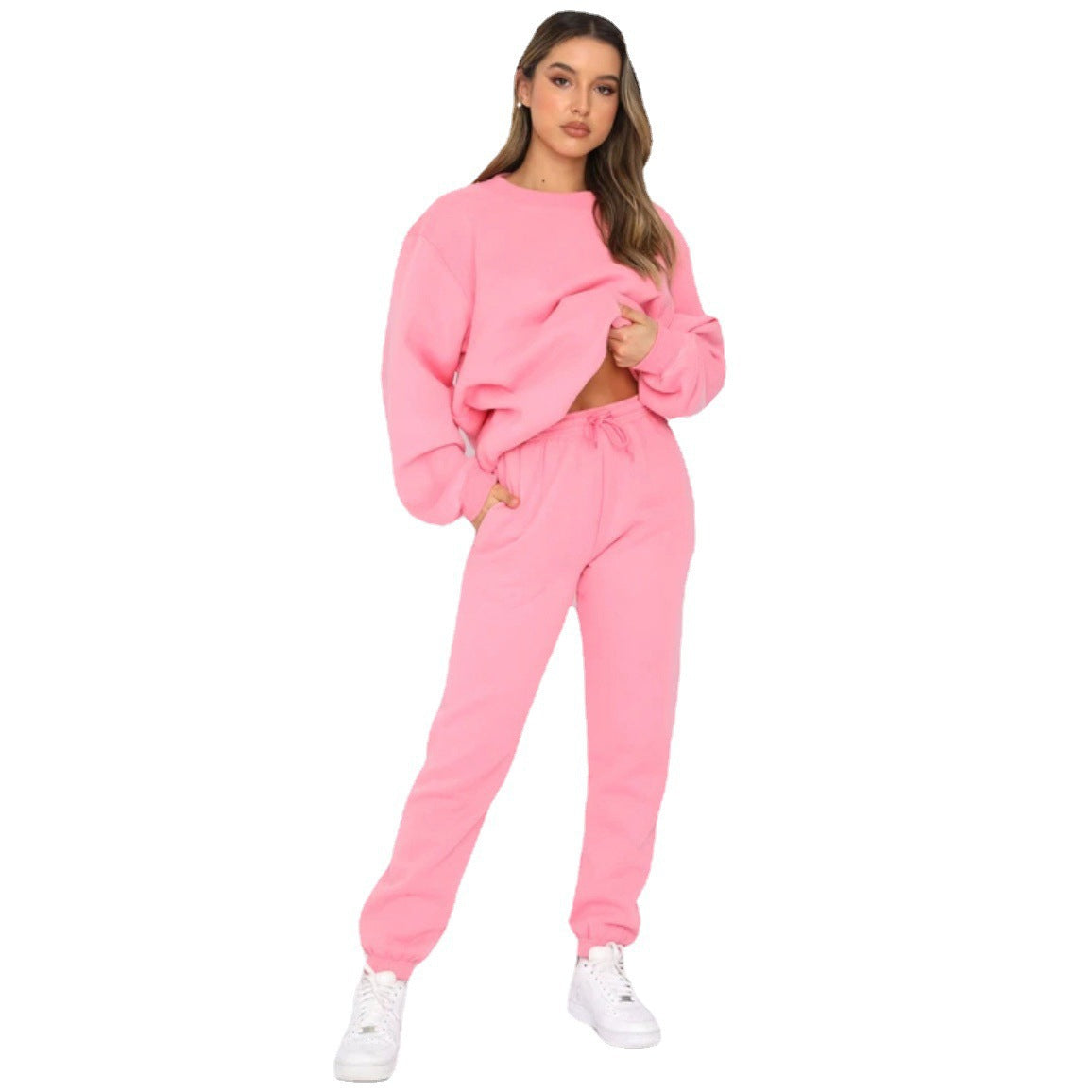 Damen bequeme Sweatshirt und Jogginghose Freizeitanzug in Grau
