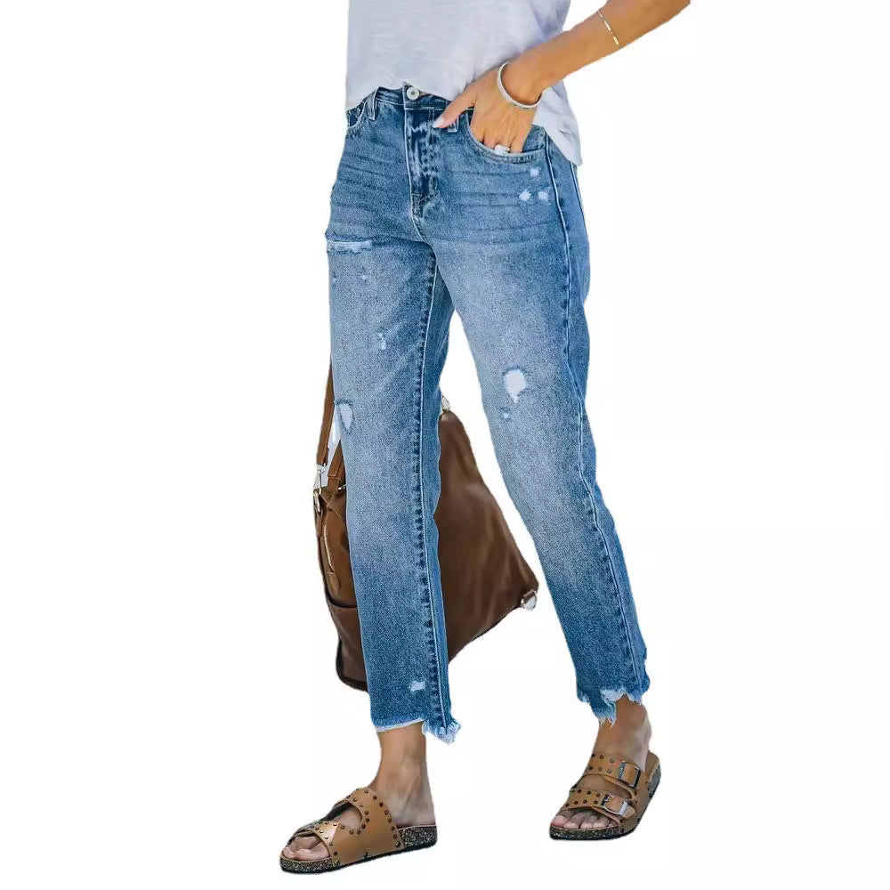 Damen Skinny High-Waist Jeans in Hellblau