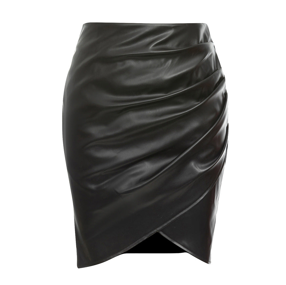 Damen rock mit asymmetrischer Drapierung und schickem Schnitt in Schwarz