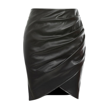 Damen rock mit asymmetrischer Drapierung und schickem Schnitt in Schwarz