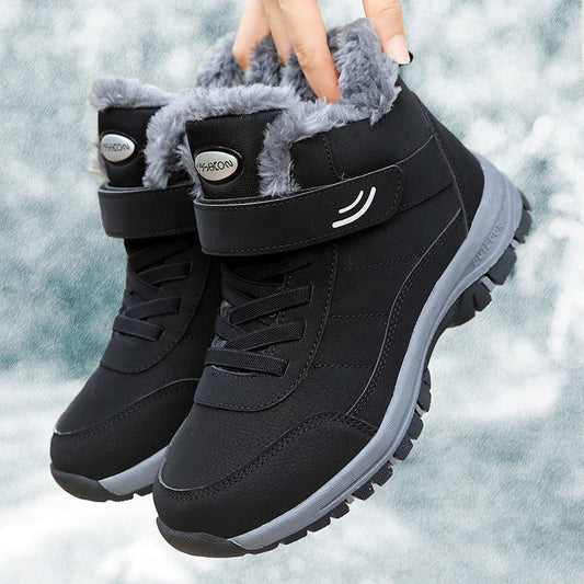 Damen warme Winterstiefel mit weichem Innenfutter in Schwarz
