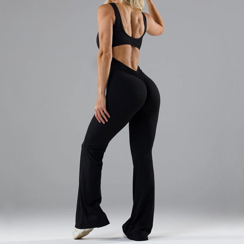 Damen Sportlicher Flared Jumpsuit mit weichem Material in Blau