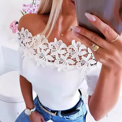 Damen Eleganter Body mit Spitzendetails in Weiß