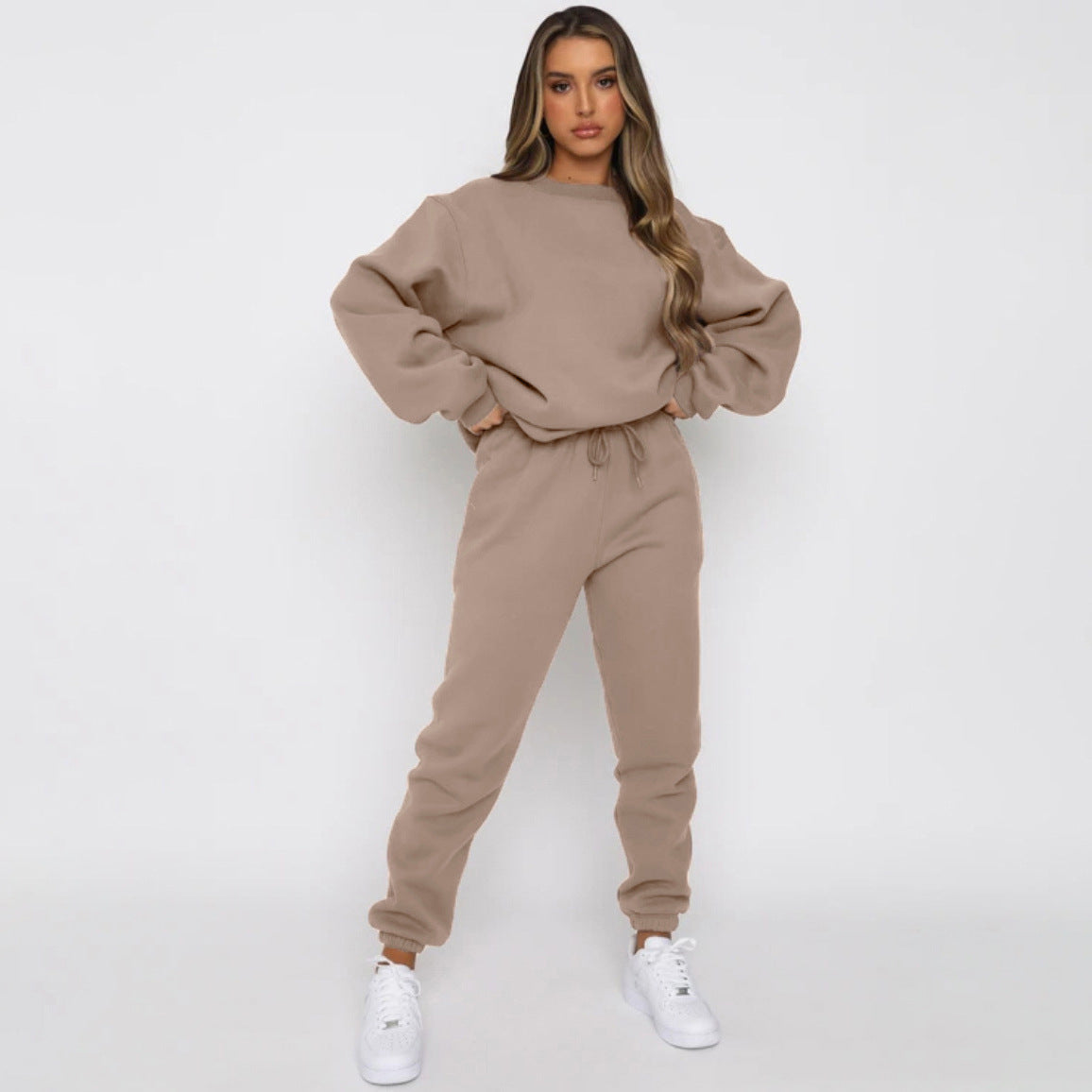 Damen bequeme Sweatshirt und Jogginghose Freizeitanzug in Rosa