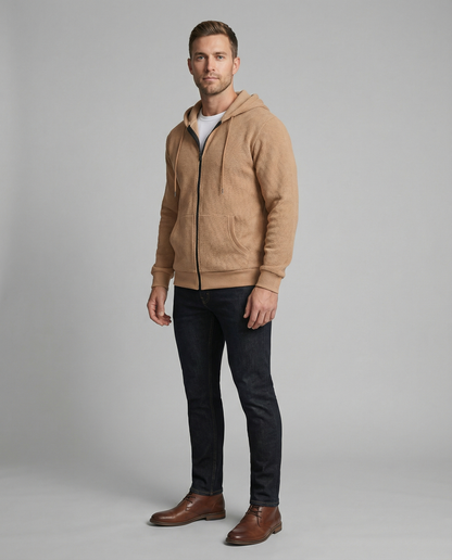 Sportliche Kapuzenjacke Herren mit modernem Mesh-Design in Grau