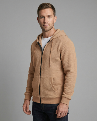 Sportliche Kapuzenjacke Herren mit modernem Mesh-Design in Schwarz