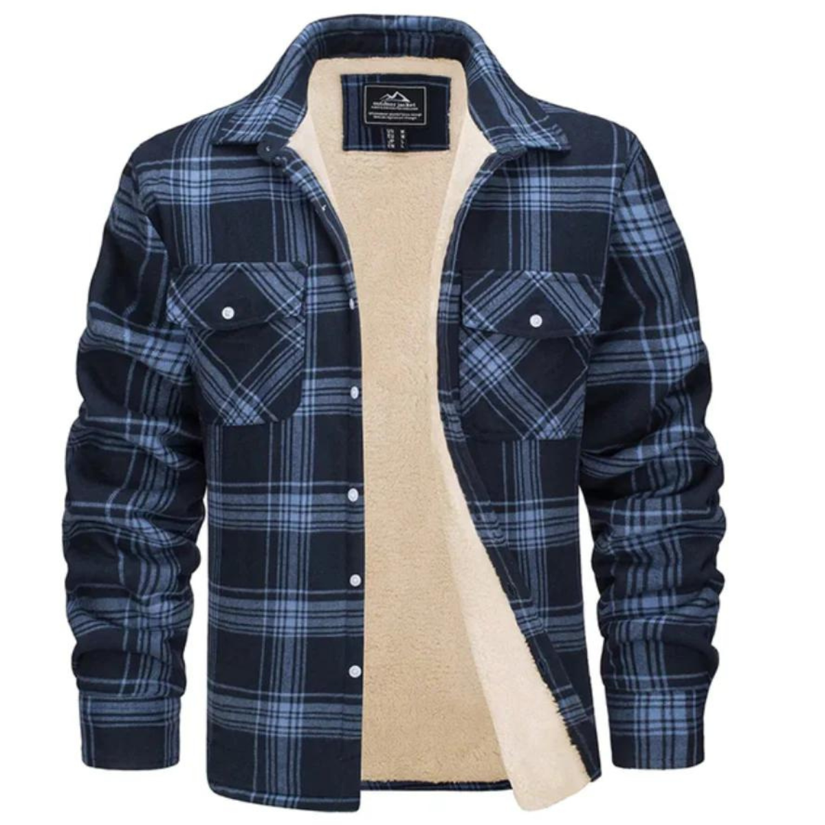 Herren Sherpa gefütterte Flanellhemdenjacke in Grün