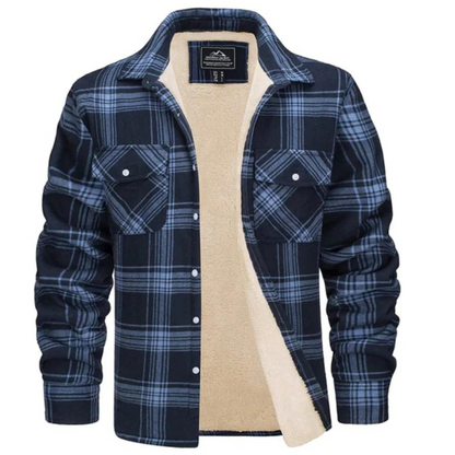 Herren Sherpa gefütterte Flanellhemdenjacke in Grün