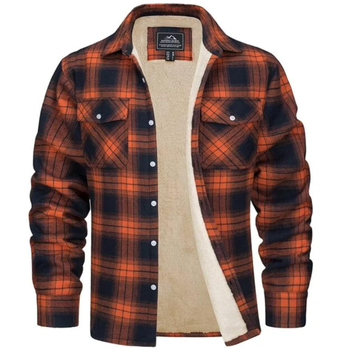 Herren Sherpa gefütterte Flanellhemdenjacke in Orange