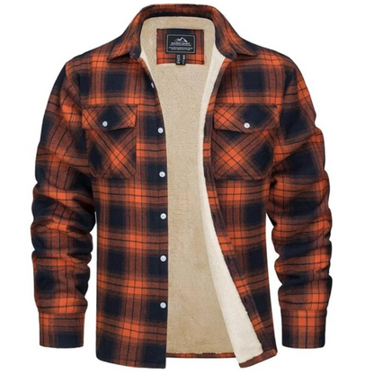 Herren Sherpa gefütterte Flanellhemdenjacke in Orange